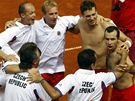 eský tým slaví postup do finále Davisova poháru