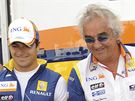 Nelson Piquet  (vlevo) a éf Renaultu Flavio Briatore