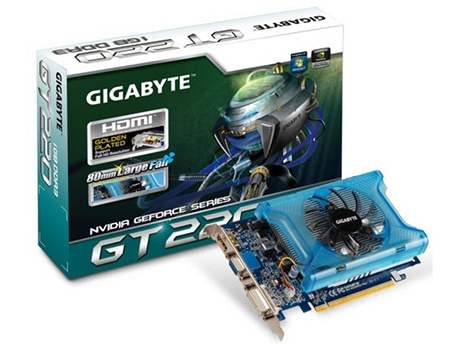 GeForce GT 220 v petaktovan edici od Gigabytu
