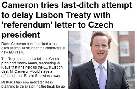 Denk Daily Mail pe o dopisu Davida Camerona Vclavu Klausovi na svm webu.
