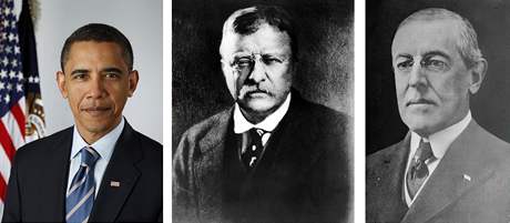 Američtí prezidenti, kteří v úřadu dostali Nobelovu cenu míru: Barack Obama (2009), Theodore Roosevelt (1906) a Woodrow Wilson (1919)