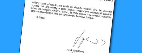 Topolnkv dopis Jimu Paroubkovi.