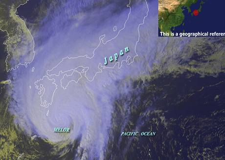 Japonsk zashl tajfun Melor (8.10. 2009)
