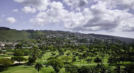 Typický obrázek z brazilského golfového hřiíště: palmové aleje jsou všude.