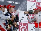 Velká cena Japonska,  Zleva: Jarno Trulli, Sebastian Vettel a Lewis Hamilton
