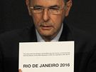 Prezident MOV Jacques Rogge oznamuje pidlení letní olympiády 2016 brazilskému Riu