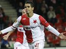 Slavia - Lille: Tijany Belaid se raduje z gólu