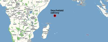 Mapa Seychelskch ostrov.