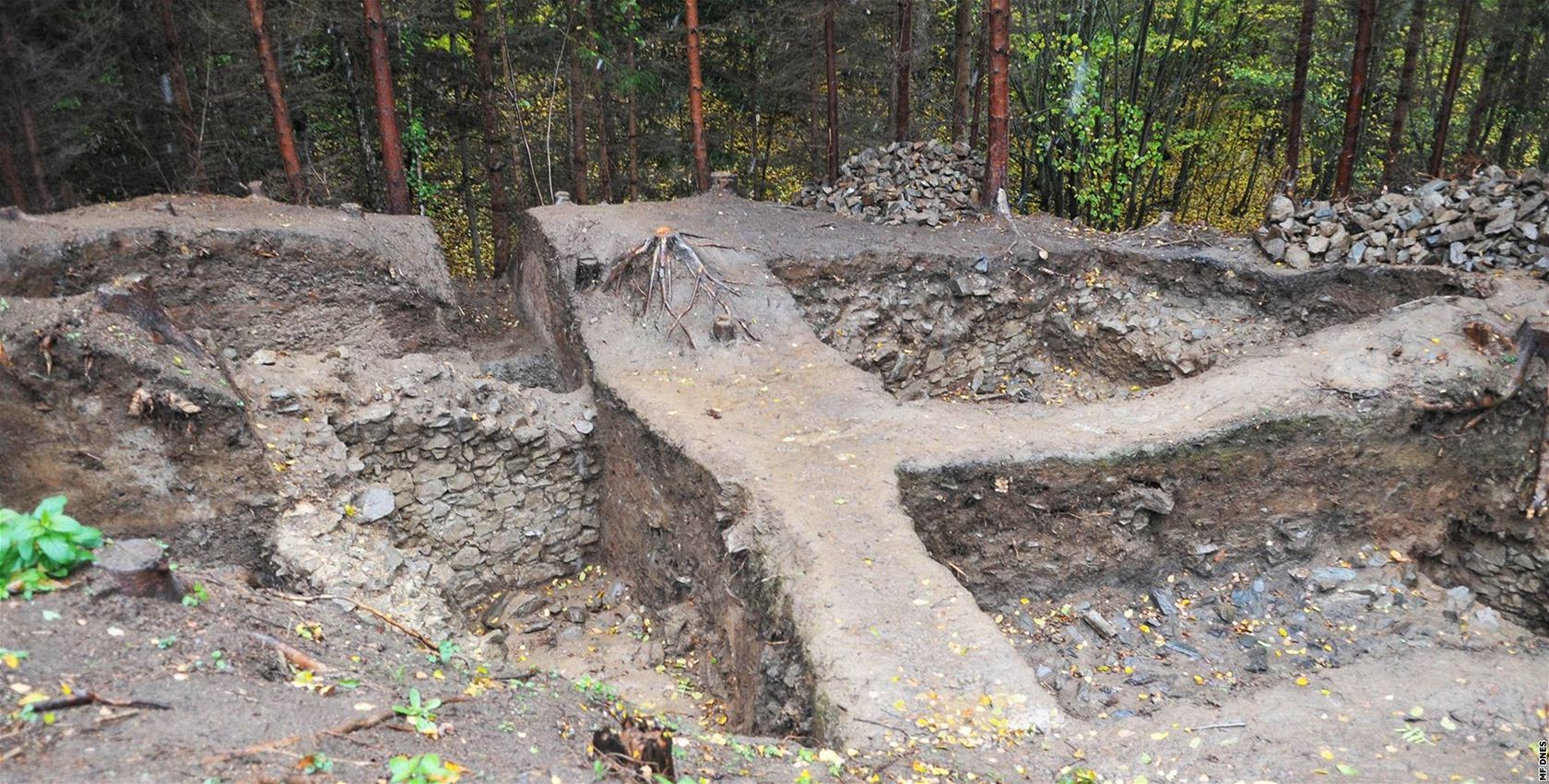 Základy z�íceniny hradu Rumberk u stejnojmenné vesnice na Blanensku.