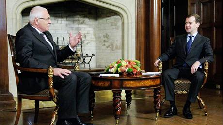 Václav Klaus na státní náv�t�v� Ruska s prezidentem Dimitrijem Medved�vem. (14. �íjna 2009)