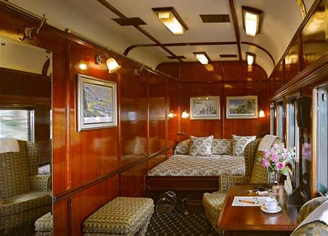 Royal Suite ve vagnech Rovos Rail.
