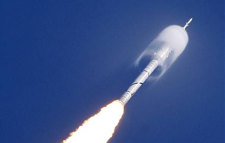 Start rakety Ares X-I (28. jna 2009)
