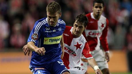 Slavia - Olomouc,  Marek Ka��ák (vlevo) a domácí Rudolf Skácel 
