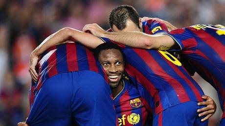 Barcelona - Zaragoza: domácí slaví gól Seydou Keity (uprosted)