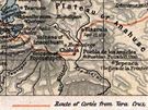 Mapa se zákresem Cortésovy výpravy