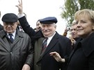 Angela Merkelová, Michail Gorbaov a Lech Walesa v Berlín bhem oslav 20. výroí pádu Berlínské zdi (9. listopadu 2009)