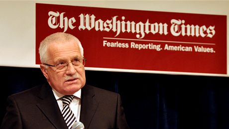 Prezident Václav Klaus vystoupil na konferenci o ochran klimatu, kterou ve Washingtonu poádal konzervativní deník The Washington Times.