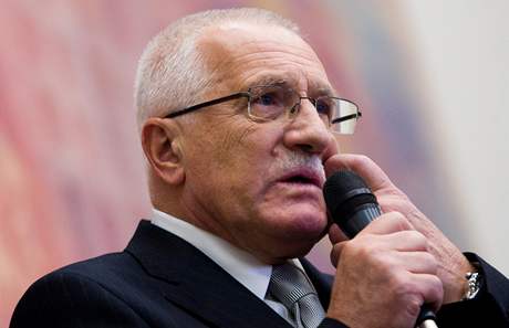 Prezident Václav Klaus na pd Právnické fakulty Univerzity Karlovy (16. listopadu 2009)