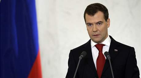 Rusk prezident Dmitrij Medvedv vyzval ve vronm projevu k modernizaci zem (12. listopadu 2009)