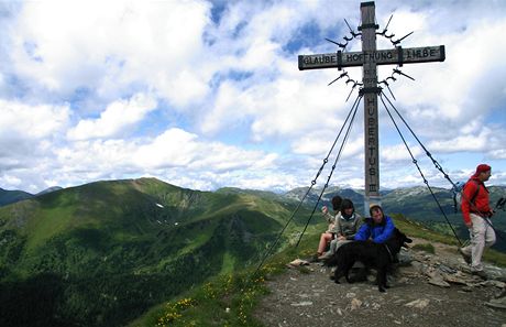 Rakousko, vrcholek nad Hochschoberem  a sem se d dojt naboso  tedy v neoprnovch ponokch