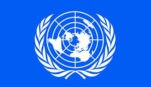 Znak Organizace spojených národ (OSN).