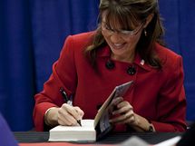 Sarah Palinov podepisuje svou knku (18.11.2009)