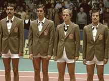 Ped finle Davis Cupu 1980: zleva Tom md, Ivan Lendl, Pavel Sloil, Jan Kode