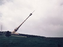Buková hora - odstřel druhého vysílače 9. září 1966 v 10 hodin