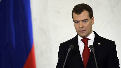 Ruský prezident Dmitrij Medvedv vyzval ve výroním projevu k modernizaci zem (12. listopadu 2009)