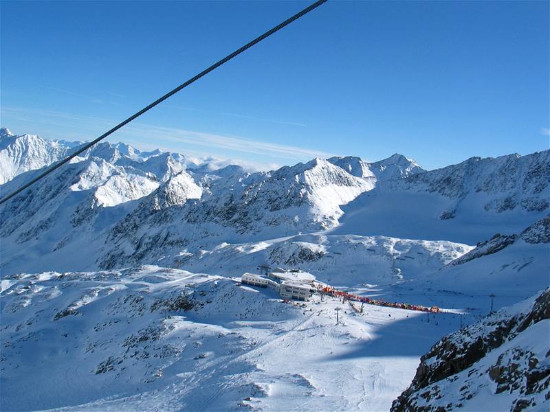 Rakousko, Stubai. Stanice Eisgrat ve výi 2900 m