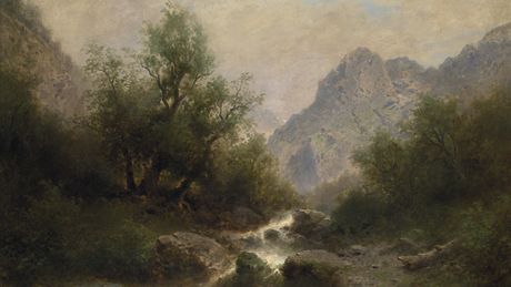 August Piepenhagen - Alpská krajina s bystinou (60. léta 19. století)