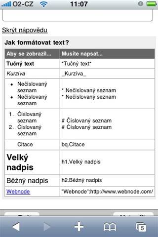 Jak formtovat text v mobilu