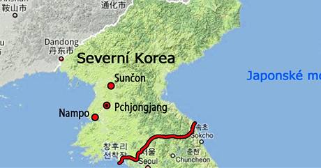 mapa Severn Koreje