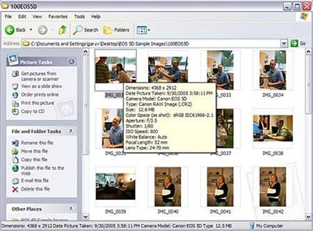 Microsoft RAW Image Thumbnailer and Viewer for Windows XP 