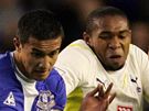 Everton - Tottenham: domácí Tim Cahill (v modrém) uniká Wilsonu Palaciosovi