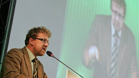 Martin Ander na sjezdu Strany zelených, kde byl zvolen jejím 3. místopedsedou