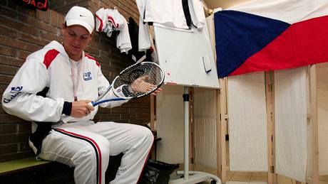 Davis Cup: Tomá Berdych v atn eského týmu v paláci Sant Jordi v Barcelon