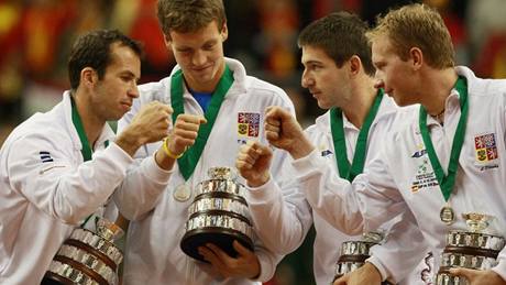 Finalist Davis Cupu: Radek tpnek, Tom Berdych, Jan Hjek, Luk Dlouh