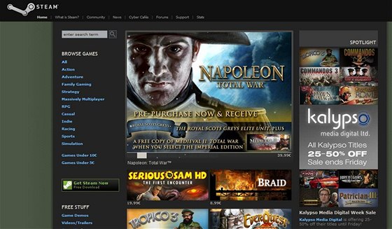 Úvodní stránka online obchodu Steam