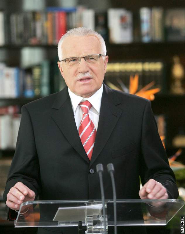Novoroní projev prezidenta Václava Klause v lednu 2007.