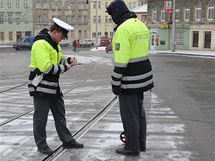 Msto stetu tramvaje s chodcem na Jugoslvsk ulici v Brn