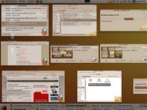 GNOME díky Compizu nabízí ohromné možnosti přizpůsobit si efekty grafického rozhraní vlastnímu vkusu a potřebám. Zde je efekt "Zobrazit okna"