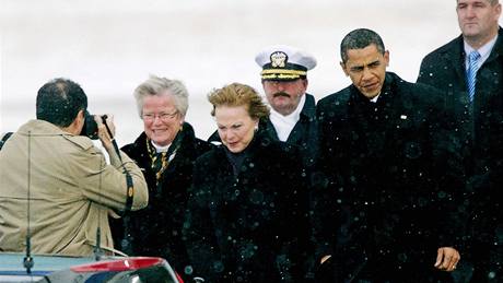 Barack Obama po pistání na kodaském letiti