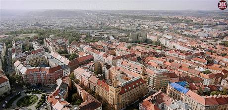 Detailn panoramatick fotografie Prahy.