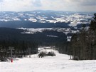 Rakousko, Hochficht. Pohled ze sjezdovek Hochfichtu na rakouské podhí umavy