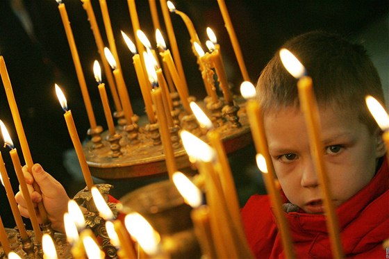 Pravoslavná me v kostele svatého Václava na Gorazdov ulici v Brn (7. ledna 2010)