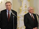 Prezident Vclav Klaus pijal premira Mirka Topolnka na zmku v Lnech k tradinmu novoronmu obdu, 5. ledna 2009