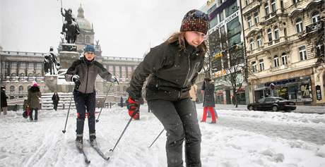 Bkai na Václavském námstí v Praze. (10. ledna 2010)