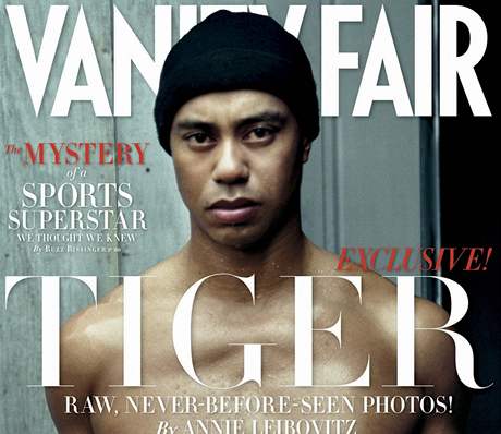 Oblka lednovho vydn asopisu Vanity Fair s fotografi Tigera Woodse od Annie Leibovitzov.