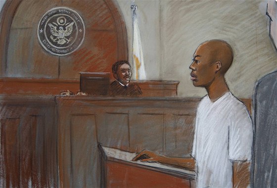 Umar Farúk Abdul Mutallab ped federálním soudem v USA (8. ledna 2010)